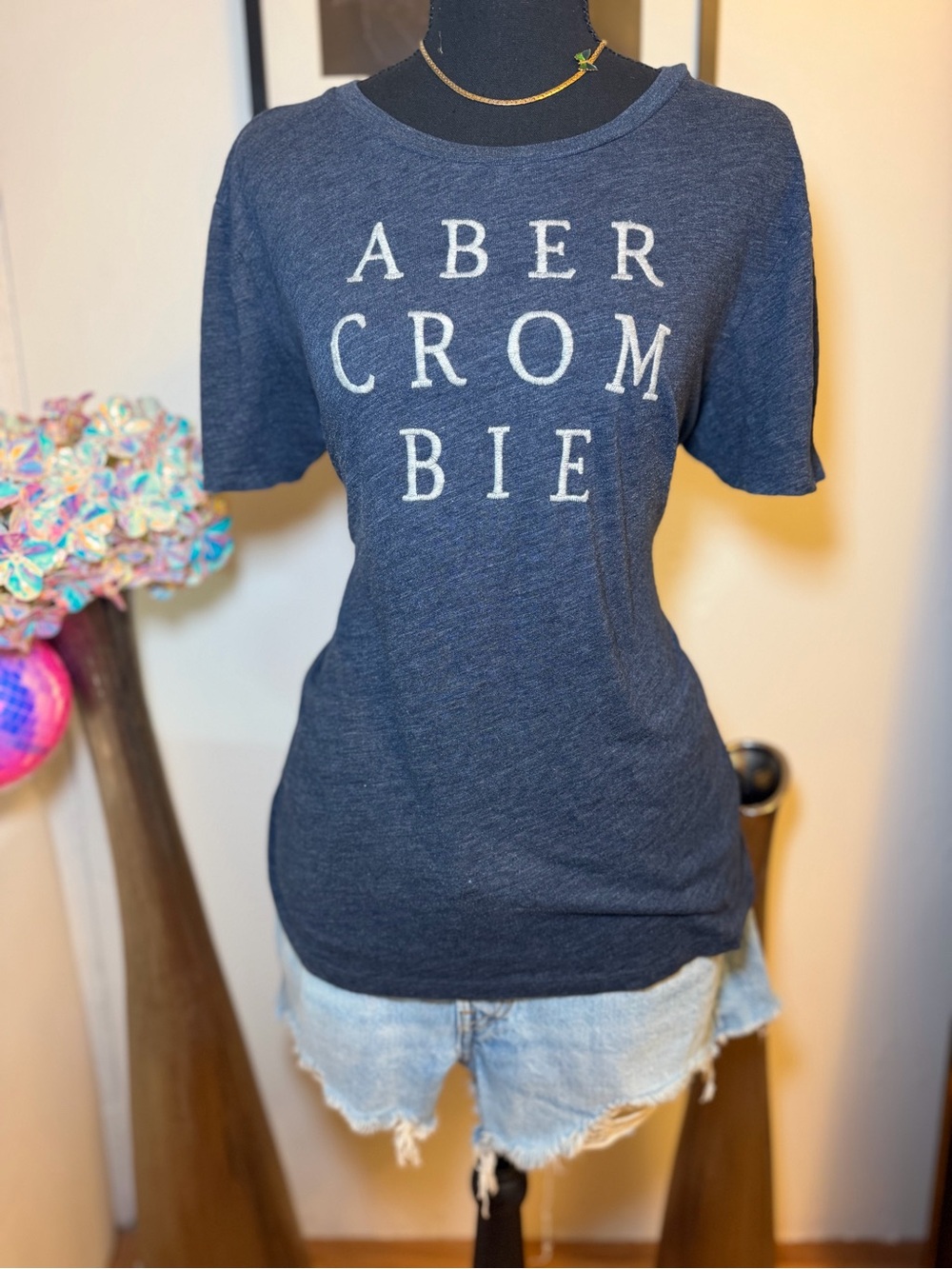 Abercrombie & Fitch Navy Short-Sleeve Logo Tee